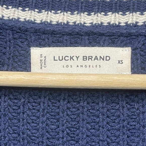 Lucky Brand Textured Varsity Knit Long Sleeves Button-up Cardigan Blue Size XS - Picture 2 of 5